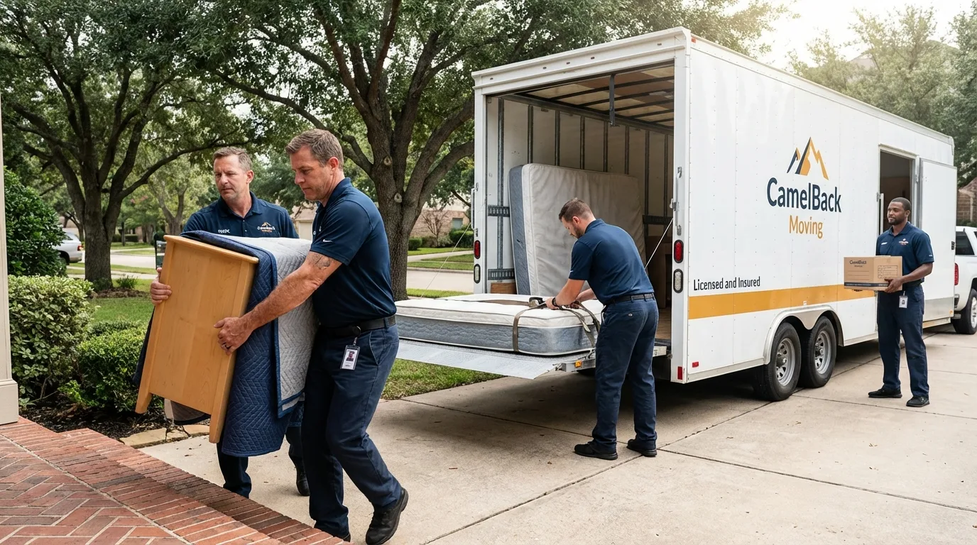 Crew loading residential truck for cross-state move from Ligonier, IN